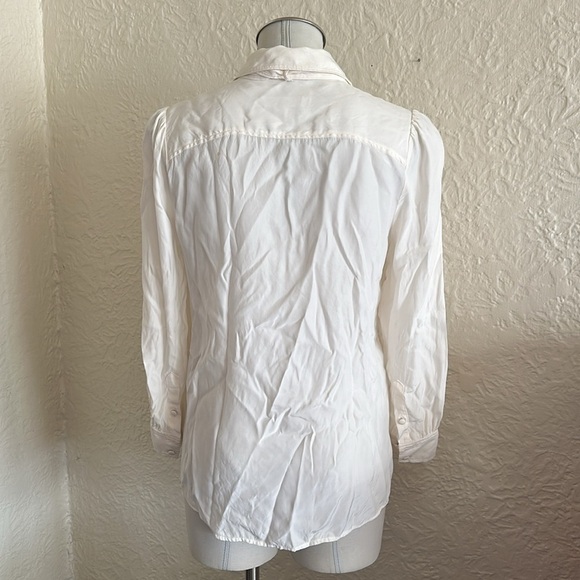 Frame Off White Silk Tie Neck Blouse Shirt Medium - Picture 9 of 14